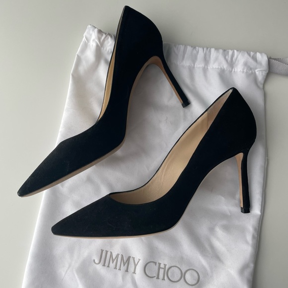 Jimmy Choo Black Suede Pointed Pumps LIKE NEW - Picture 1 of 8